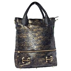 Betty Black and Gold Vertical Womens Designer Laptop Bag by Kerri Mack