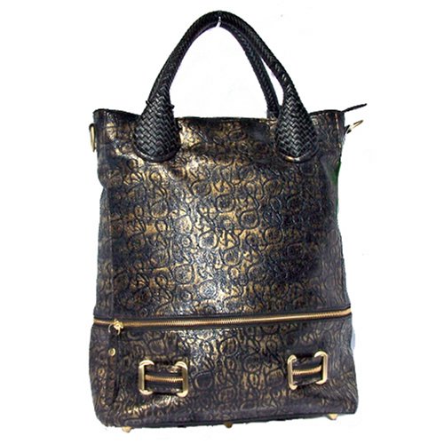 Betty Black and Gold Vertical Womens Designer Laptop Bag by Kerri Mack