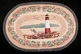 Lighthouse | Hand Printed | Braided Rug | 20 Inches by 30 Inches | Jute