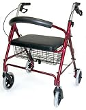 Duro-Med Lightweight Extra-wide Aluminum Rollator, Burgundy