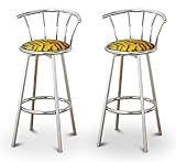 2 Tiger Animal Print Specialty / Custom Chrome Barstools with Backrest Set