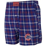 NCAA Chicago Cubs Royal Blue Plaid Tailgate Boxer Shorts (Small)