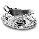 Wilton Armetale Flutes and Pearls Gravy Boat with Tray