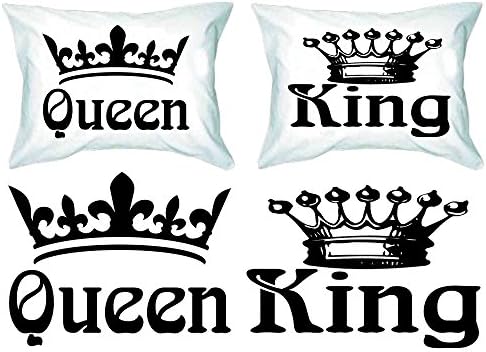 GoldenLiving King Queen Crowns Matching Couple Pillowcases -Ideal Anniversary Gifts, Birthday Gifts, Wedding Gifts, Valentine Gifts, Romantic Gifts for HIM or HER