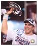 Eli Manning New York Giants - Holding Trophy - Autographed 8x10 Photograph with Super Bowl XLII MVP Inscription