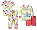 Gerber Little Girls' Toddler 4-Piece Cotton Pajama Set, Whales, 4T