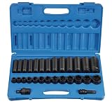 Grey Pneumatic Corp 1328RD 1/2'' Drive Standard and Deep Length Fractional Set - 28 Piece