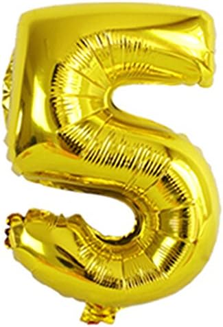 HIHAOXJ 40 Inch Helium Foil Mylar Matte Gold Number 5 Balloons