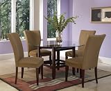 Cherry Finish Glass Top Dining Table & 4 Parson Chairs