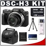 Sony CyberShot DSC-H3 8.1 Megapixel Digital Camera with 10x Optical Zoom + Lexar Media 1GB 40x Platinum II Series Memory Stick (MS) PRO Duo Card + High Speed USB 2.0 Memory Stick (MS) Card Reader + Digital Camera Case