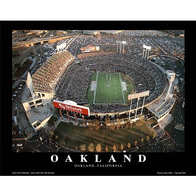 Oakland: Network Associates, Raiders Football Art Poster Print by Mike Smith, 10x8