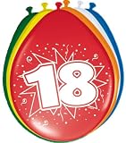 8 Luftballons Zahl 18 Geburtstag bunt