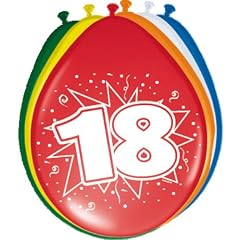 8 Luftballons Zahl 18 Geburtstag bunt