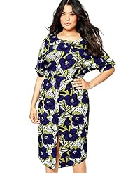 Plus Size Floral Print Vintage Polyester  Dress with a Court Train 