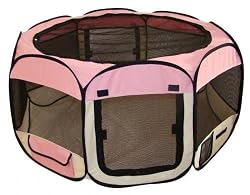 Best Pet Folding Play Pen - Medium - Pink
