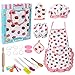 Vanmor Cute Kids Cooking and Baking Sets, 24 Pcs Kids Aprons for Girls Toddler Chef Hat Apron Dress Up Chef Costume, Little Girl Apron Sets Pretend Gifts for 3 4 5 6 7 8 Years Old Girls
