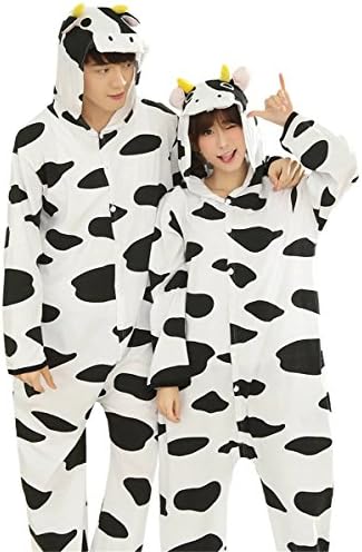 Cameinic Cow Cosplay Costume Adult Onesies Unisex Jumpsuit Pajamas Sleepwear