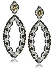 Miguel Ases Black Quartz and Swarovski Cut-Out Marquis Earrings