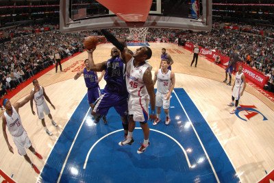 Sacramento Kings v Los Angeles Clippers: Carl Landry and Rasual Butler Photographic Poster Print by Noah Graham, 8x12