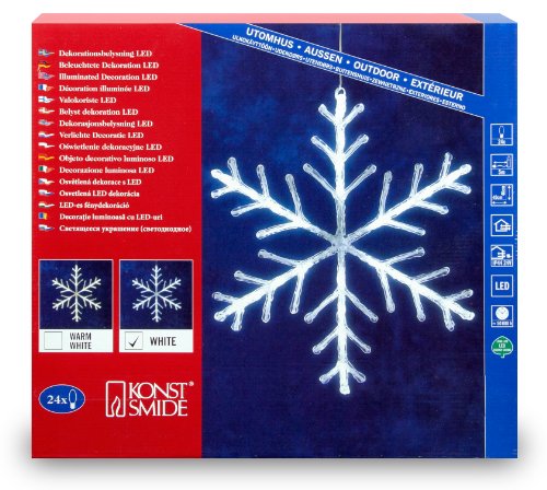 Konstsmide 4440-203 LED Acryl Schneeflocke (24 kalt wei&szlig;e Dioden, &Oslash;: 40cm, 24V Au&szlig;entrafo, 1.44W, transparentes Kabel)