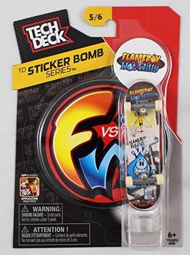 1 TECH DECK 96mm FINGERBOARD - FLAMEBOY VS. WET WILLY BOARD (Sticker Bomb Series 5/6) - New by Flame Willy