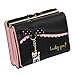 ETIAL Womens Faux Leather Cute Kitty Bowknot Small Wallet Coin Card Holder Black