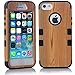 iPhone 5S Case, LERBO Hard Wood With Silicone Design Hybrid case for iphone5 5S(Black)