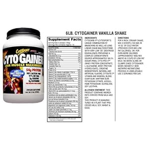 CytoSport CytoGainer Lean Muscle Maximizer Vanilla Shake 6 lb