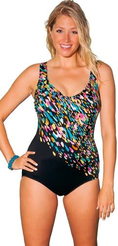 Aquabelle Women's Plus Size Confetti Engineered Swimsuit Multi 16