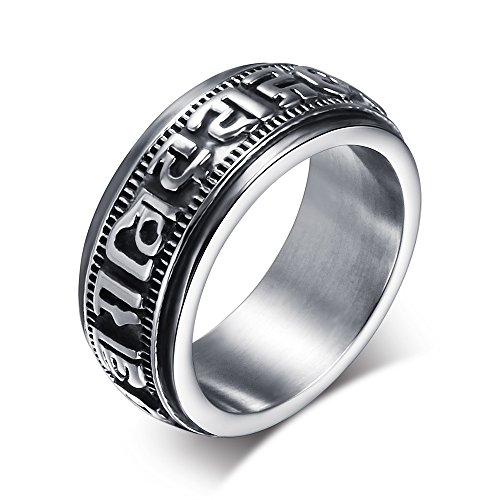 RAUL FANT Retro Stainles Steel Buddhist Six True Syllable Mantra 