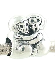 Authentic Biagi Sterling Silver Monkey Love Charm for European Bead Bracelet