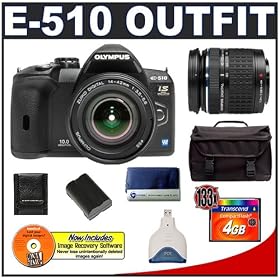 Olympus Evolt E510 10MP Digital SLR Camera with Olympus 14-42mm Zuiko Lens + Olympus 40-150mm Zuiko Lens [Outfit] + Spare BLM-1 Battery for Olympus + Transcend 4GB 133X CompactFlash (CF) Card + High Speed USB 2.0 CompactFlash (CF) Card Reader + Cameta Incognito 1000 Deluxe SLR Gadget Bag (fits E300, E330, E410, E500 & E510)