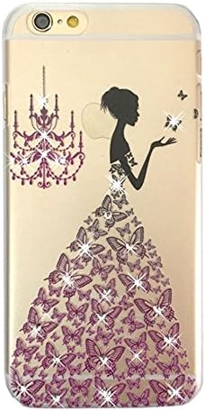 Ultra New Case for Iphone 6 4.7", Fashion Hard Butterfly Shining Bling Glitter Crystal Diamond Wedding Dress Girl Design Princess Pattern Premium Hard Plastic Case Skin cover for iphone 6 with 4.7 inch screen(Princess Purple)