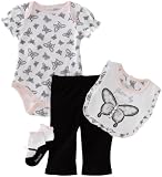 Vitamins Baby-girls Newborn Butterfly 4 Piece Creeper Pant Set