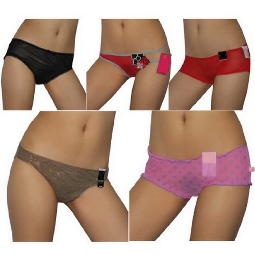 5 PACK: Womens Sexy Hipster Briefs Underwear Panties - 6 / M