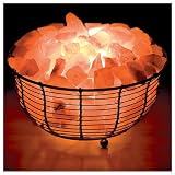 WBM Round Basket Lamp filled with Himalayan Natural Crystal Salt Chuncks