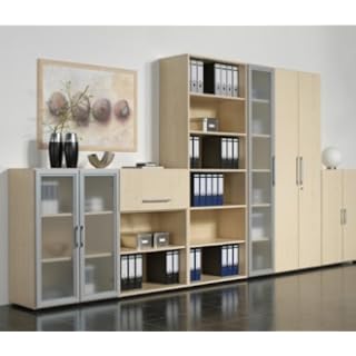 geramöbel Aktenschrank Mailand mit 2 Glastüren und 6 Ordnerhöhen (Farbe: ahornfarben)