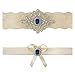 Ivory Sapphire Blue Wedding Bridal Lace Garter Set Keepsake Toss Tradition Vintage