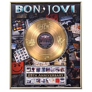 Bon Jovi 25th Anniversary Framed 24kt Gold Record New Gift by Photo File