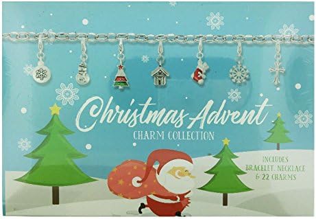Christmas 2016 Silver Plated Charm Bracelet &amp; Charm Necklace Advent Calendar