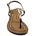 Ollio Women's Shoe Metallic T-Strap Comfort Zori Flat Sandal