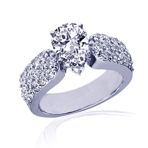 1.45 Ct Pear Shaped Diamond Engagement Ring Pave Set SI2 COLOR-F CUT:VERY GOOD 1.45 Ct Pear Shaped Diamond Engagement Ring Pave Set SI2 COLOR-F CUT:VERY GOOD