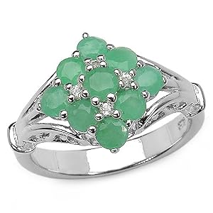 Buy 1.00 Carat Genuine Emerald and White Topaz Silver Ring