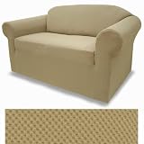 Stretch Pique Oatmeal Biscuit Furniture Slipcover Loveseat...