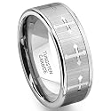 Tungsten Carbide Men's Wedding Band Ring (7.5mm) with Cross Design Size 7-13