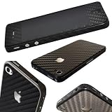 Apple Iphone 4 ONLY New Black Carbon Fibre Vinyl Full Body Skin Wrap - From UK Emporium