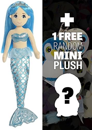 Sapphire: ~18" Sea Sparkles - Sea Shimmers Mermaid Plush Doll Series + 1 FREE Aurora Mini-Plush Charm Bundle [330849]