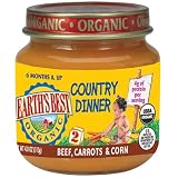 Earth's Best Organic Country Dinner, 2nd Beef Carrots & Corn, 4 Ounce Jars (Pack of 12)