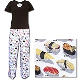 The Cat's Pajamas Sushi Non-Flannel T-shirt and Pant Pajama Set in White
