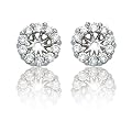 14k White Gold Diamond Earring Jackets for 1/2 Carat Stud Earrings (1/2 cttw, I-J Color, I1-I2 Clarity)